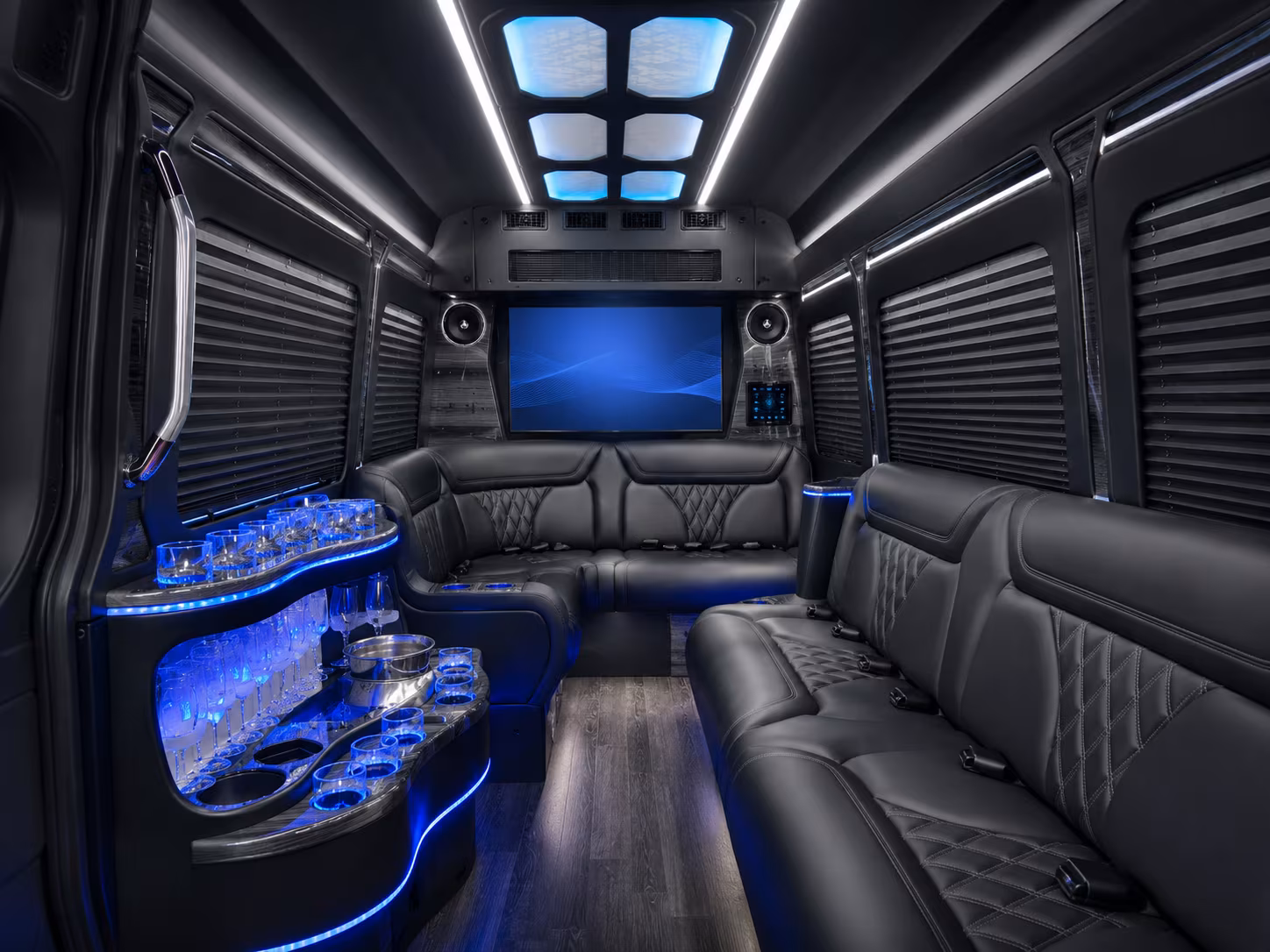 goodyear 15 passenger party bus inside